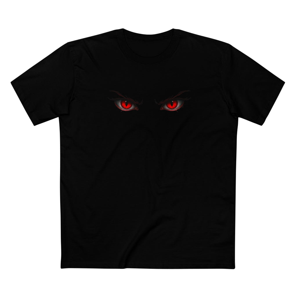 Anime Demon Eyes Tee — Red Back Graphic Naruto-Style Jutsu Shirt