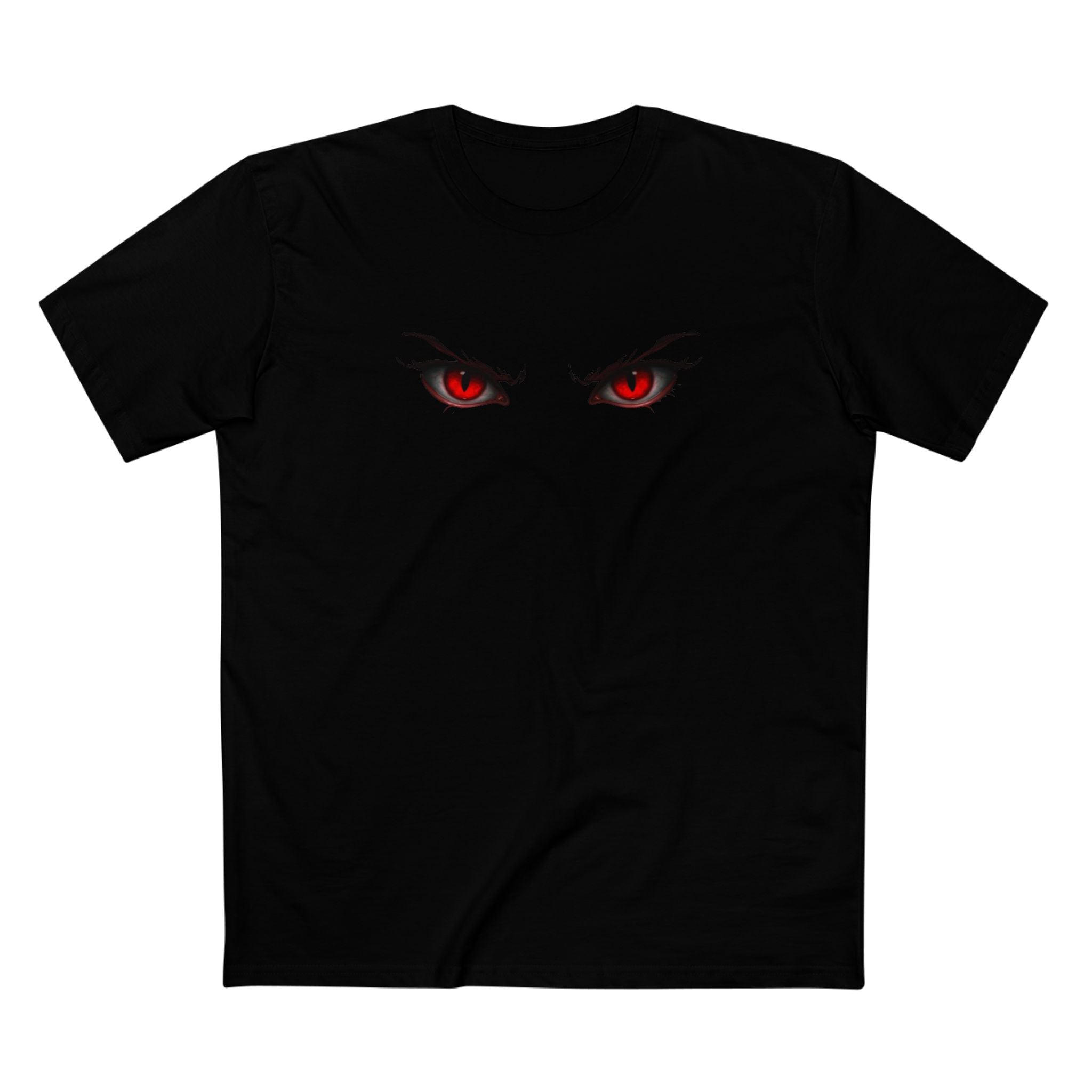 Anime Demon Eyes Tee — Red Back Graphic Naruto-Style Jutsu Shirt