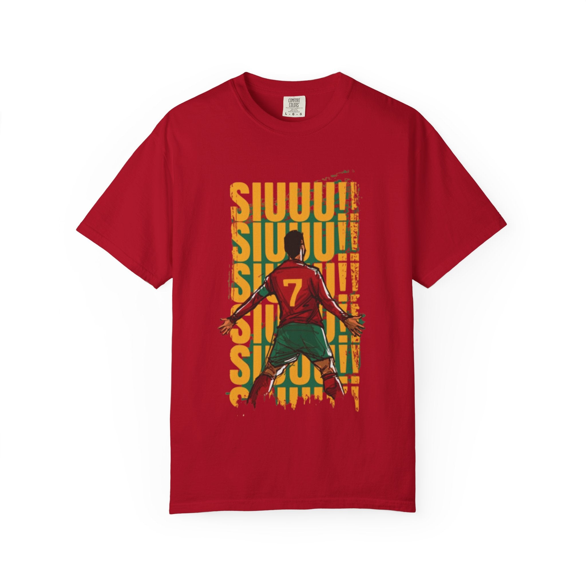 Soccer Celebration T-Shirt — Player #7 Goal Scoring Graphic Tee
