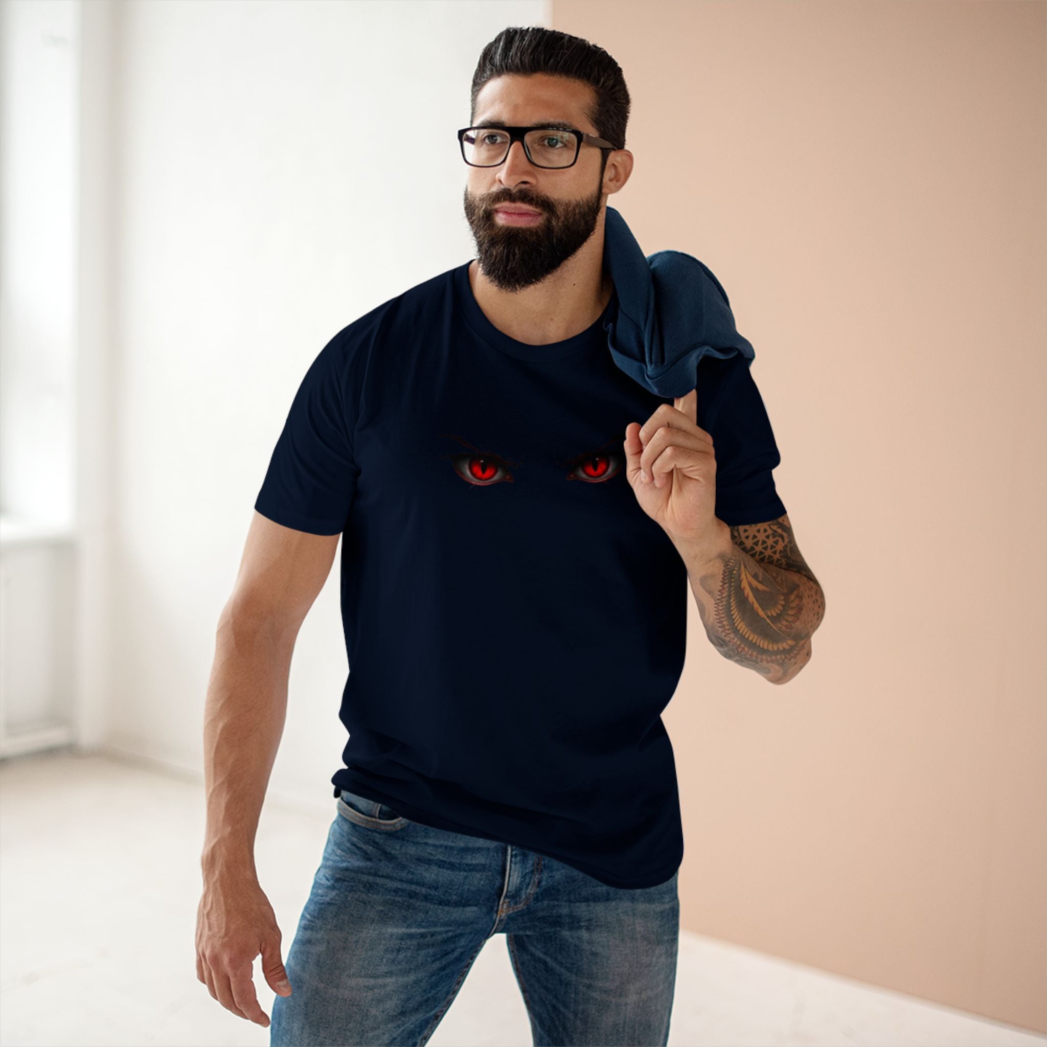 Anime Demon Eyes Tee — Red Back Graphic Naruto-Style Jutsu Shirt