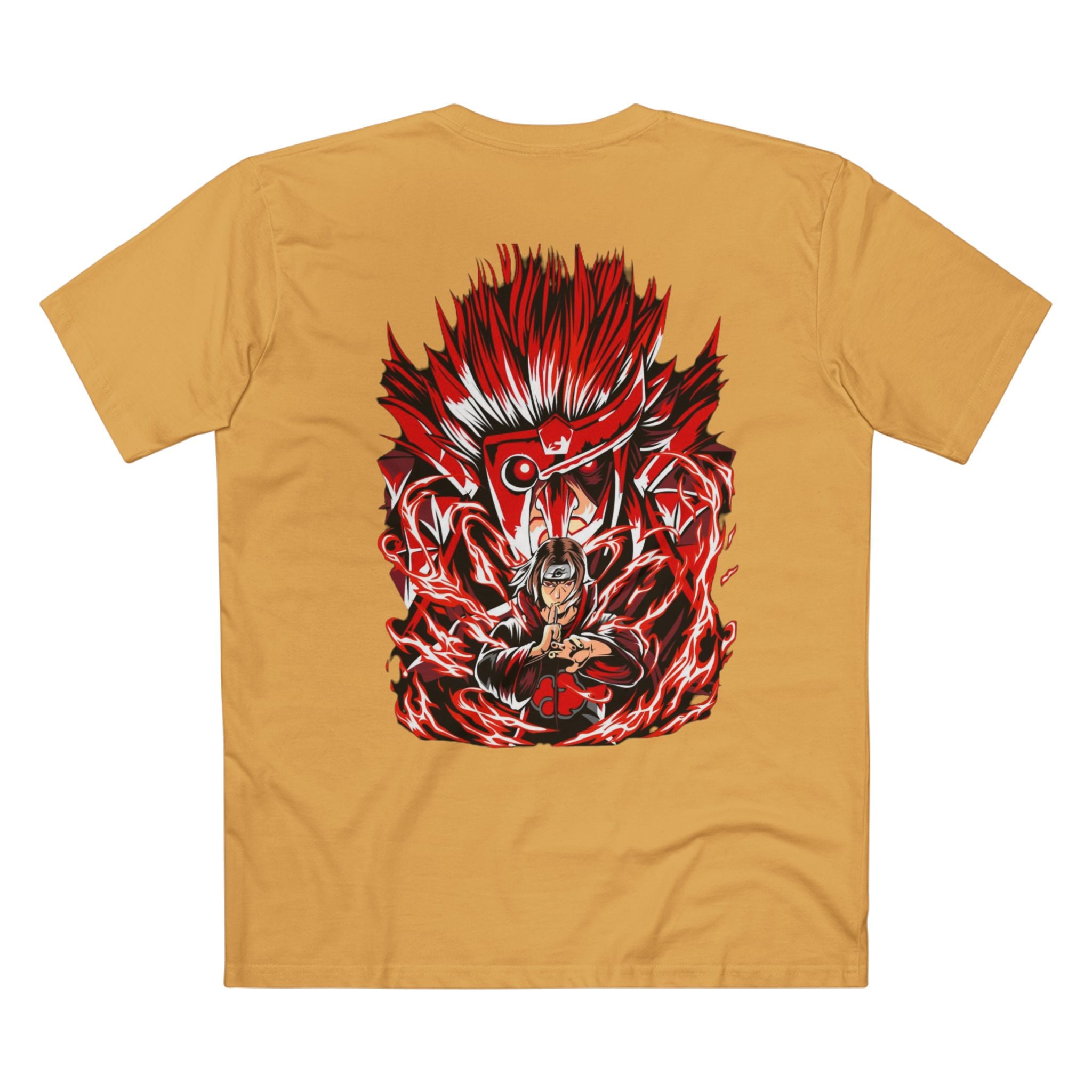 Anime Demon Eyes Tee — Red Back Graphic Naruto-Style Jutsu Shirt