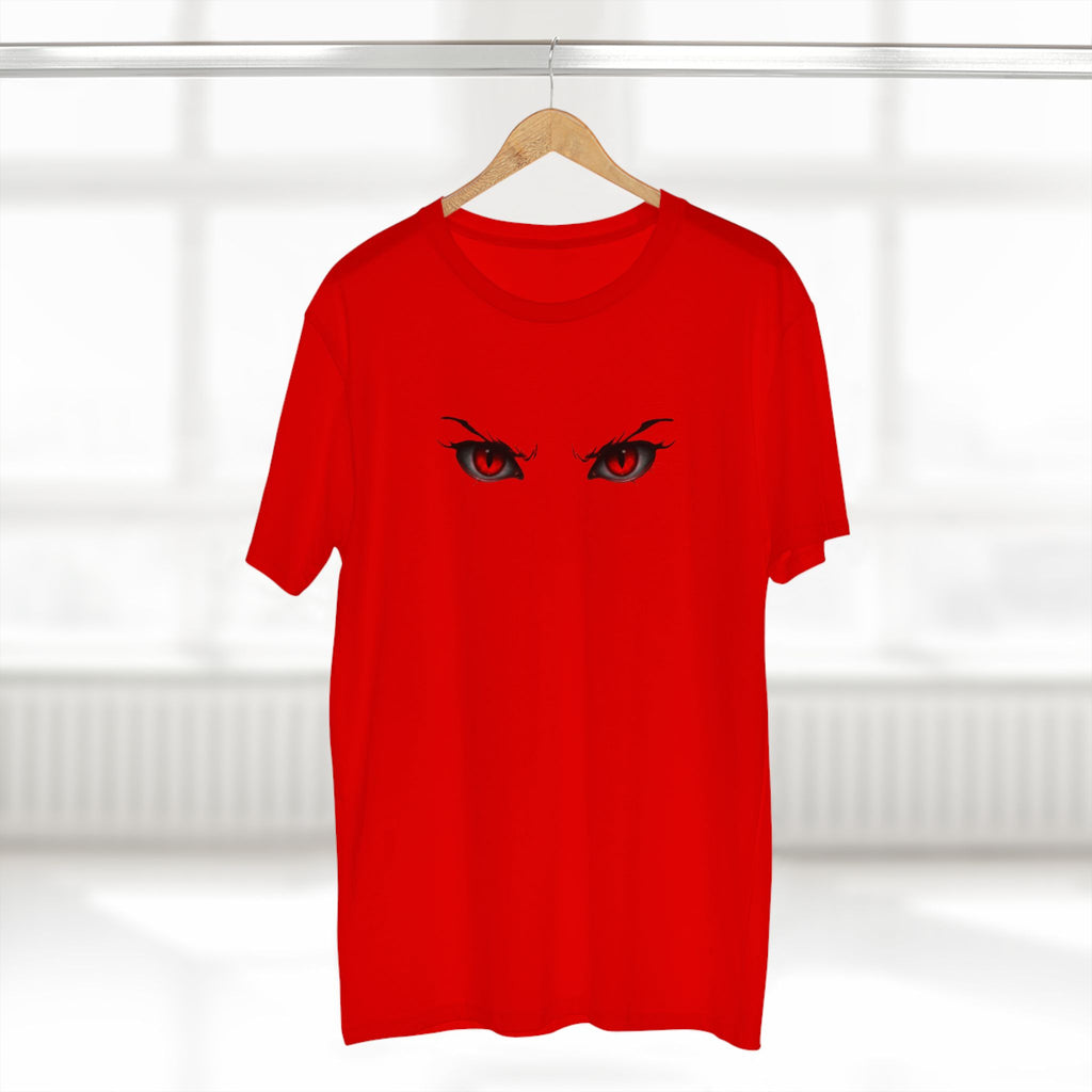 Anime Demon Eyes Tee — Red Back Graphic Naruto-Style Jutsu Shirt