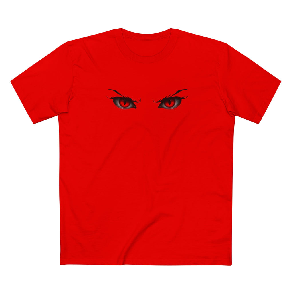 Anime Demon Eyes Tee — Red Back Graphic Naruto-Style Jutsu Shirt