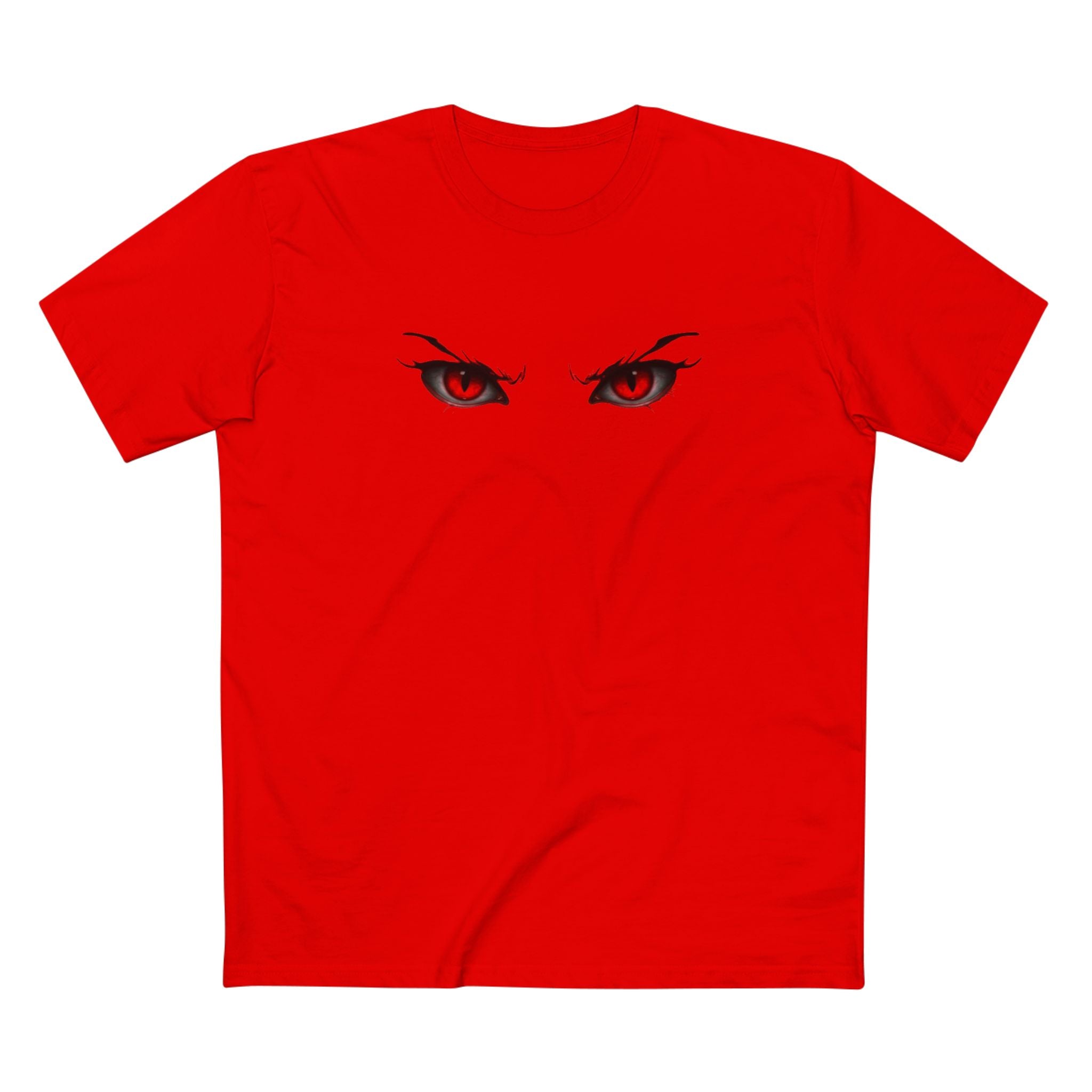 Anime Demon Eyes Tee — Red Back Graphic Naruto-Style Jutsu Shirt
