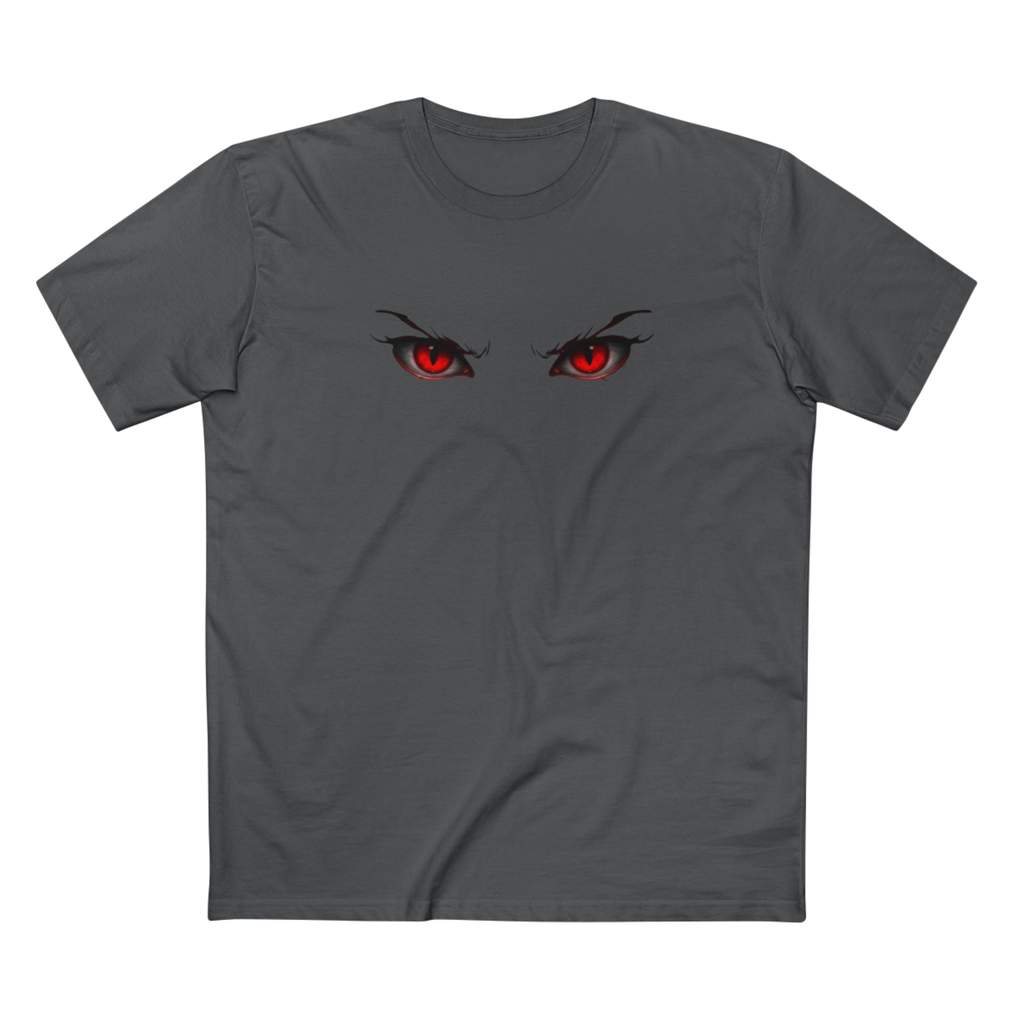 Anime Demon Eyes Tee — Red Back Graphic Naruto-Style Jutsu Shirt