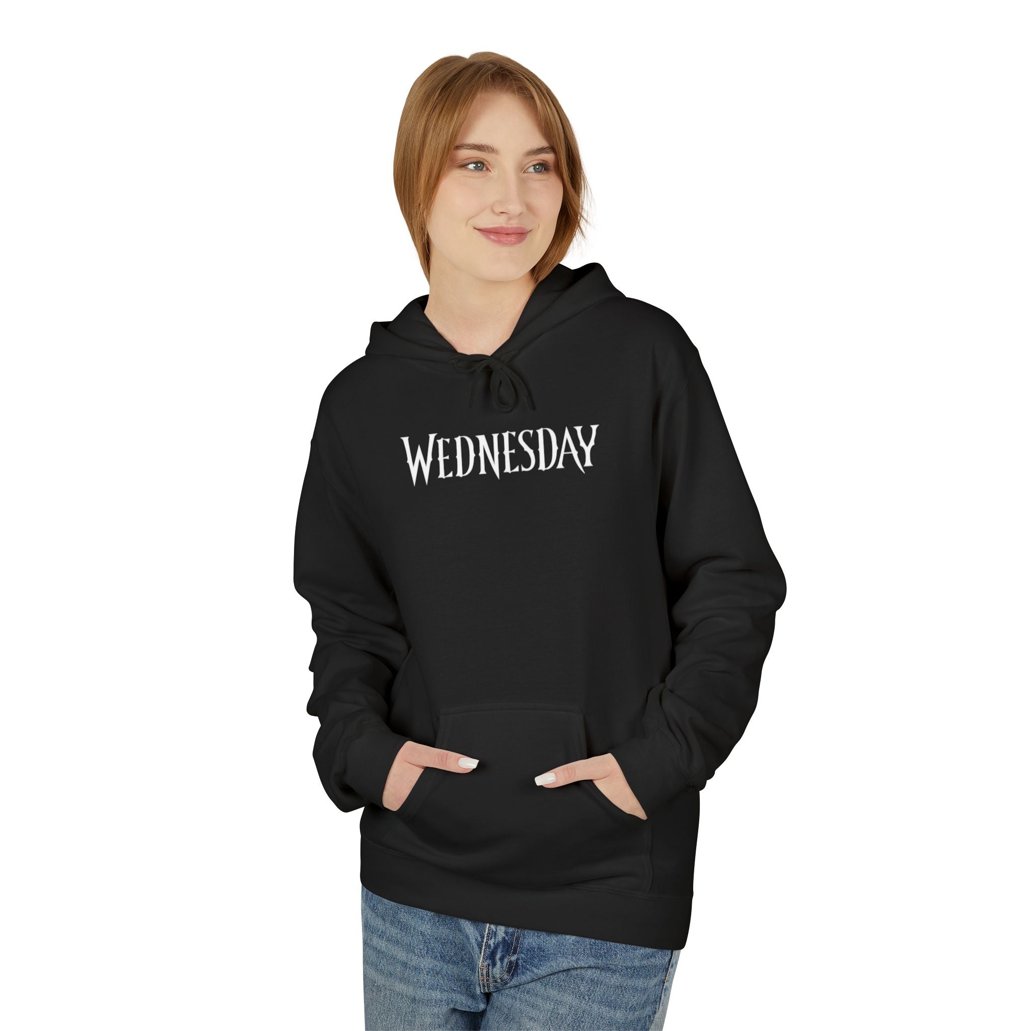 Wednesday Hoodie — Gothic Script Day-of-Week Pullover for Fans