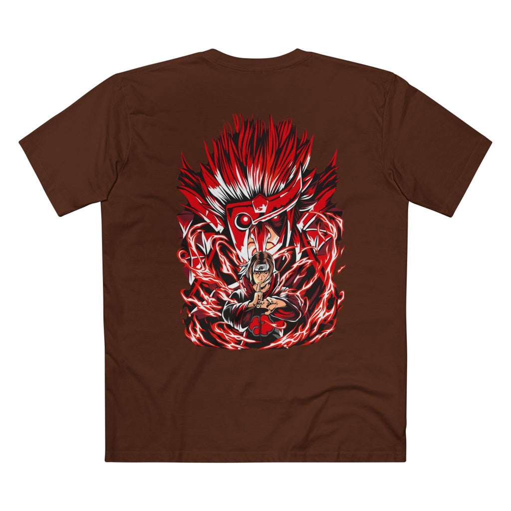 Anime Demon Eyes Tee — Red Back Graphic Naruto-Style Jutsu Shirt