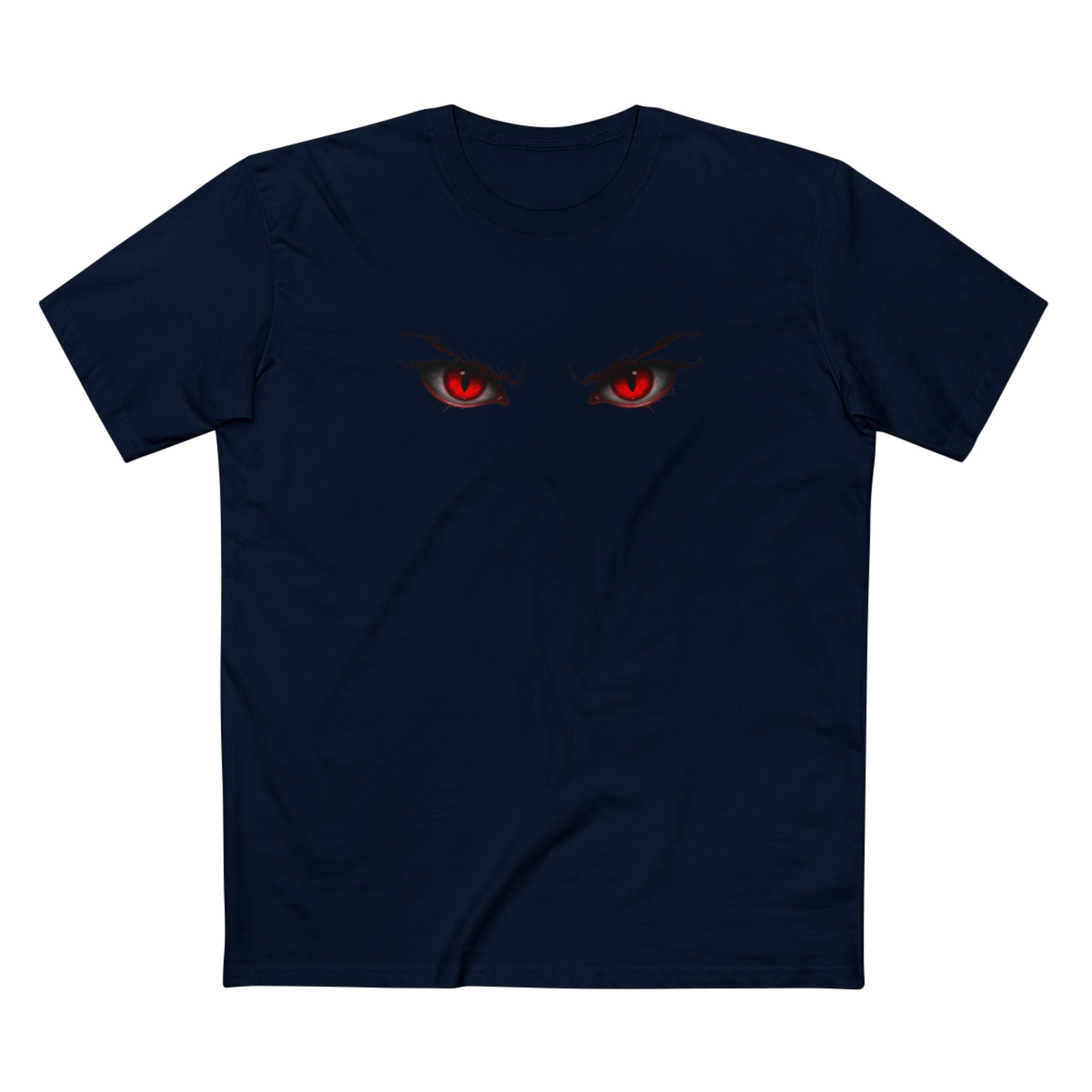 Anime Demon Eyes Tee — Red Back Graphic Naruto-Style Jutsu Shirt