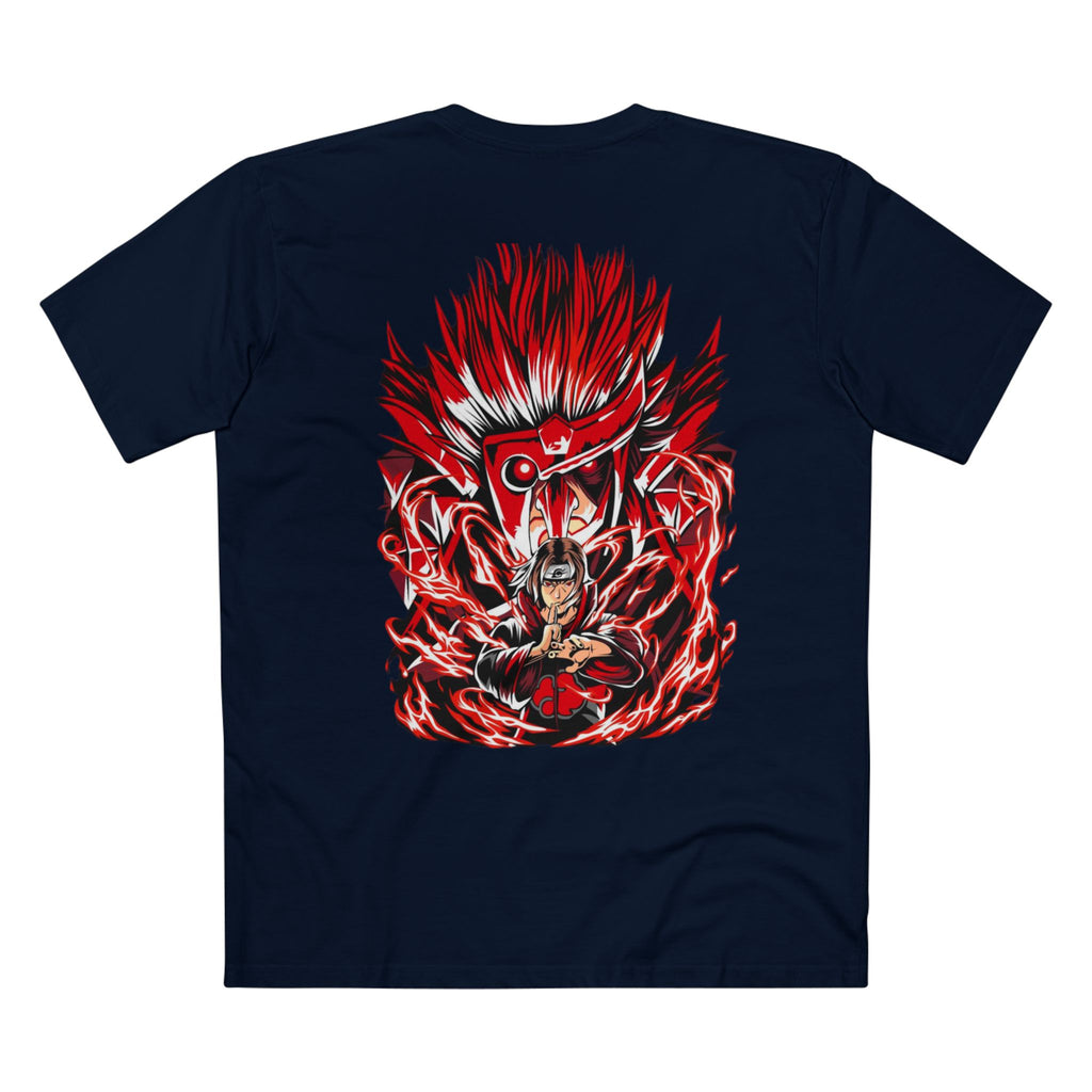 Anime Demon Eyes Tee — Red Back Graphic Naruto-Style Jutsu Shirt