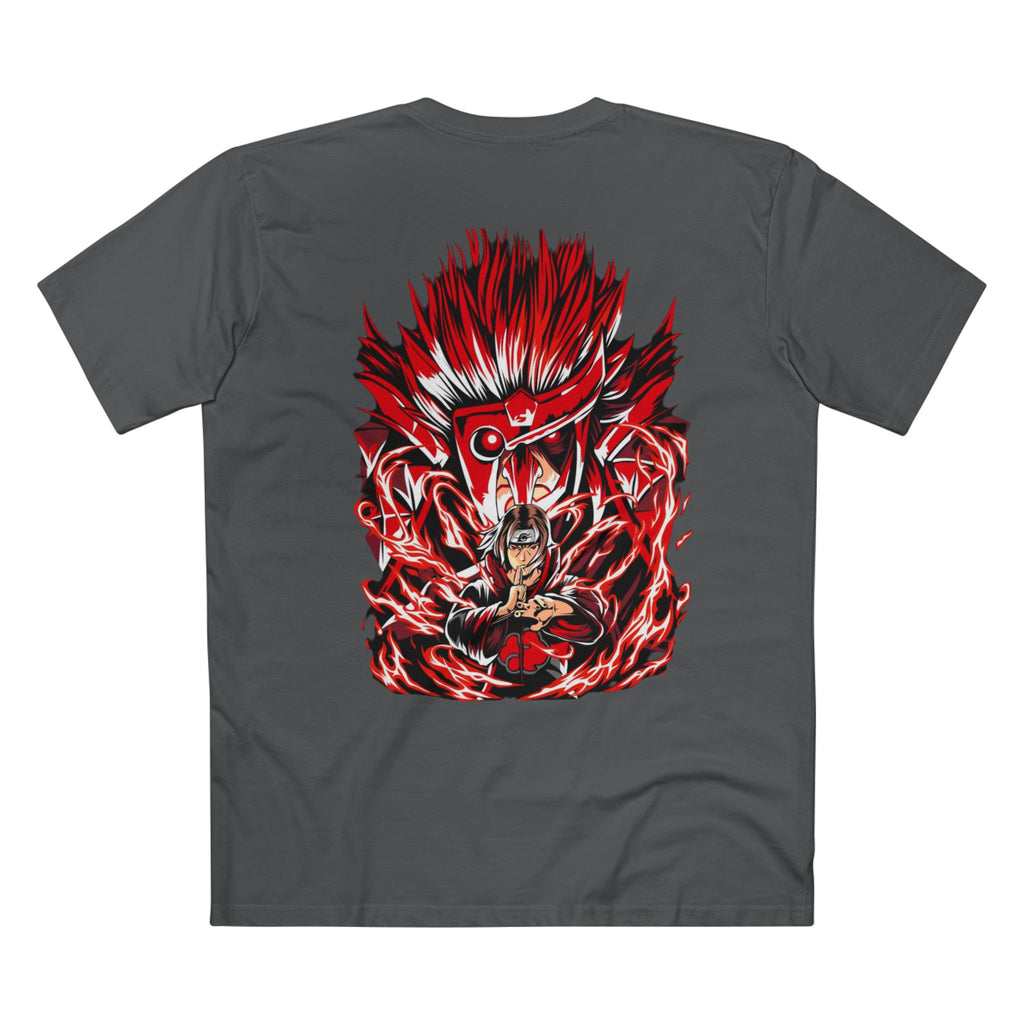 Anime Demon Eyes Tee — Red Back Graphic Naruto-Style Jutsu Shirt