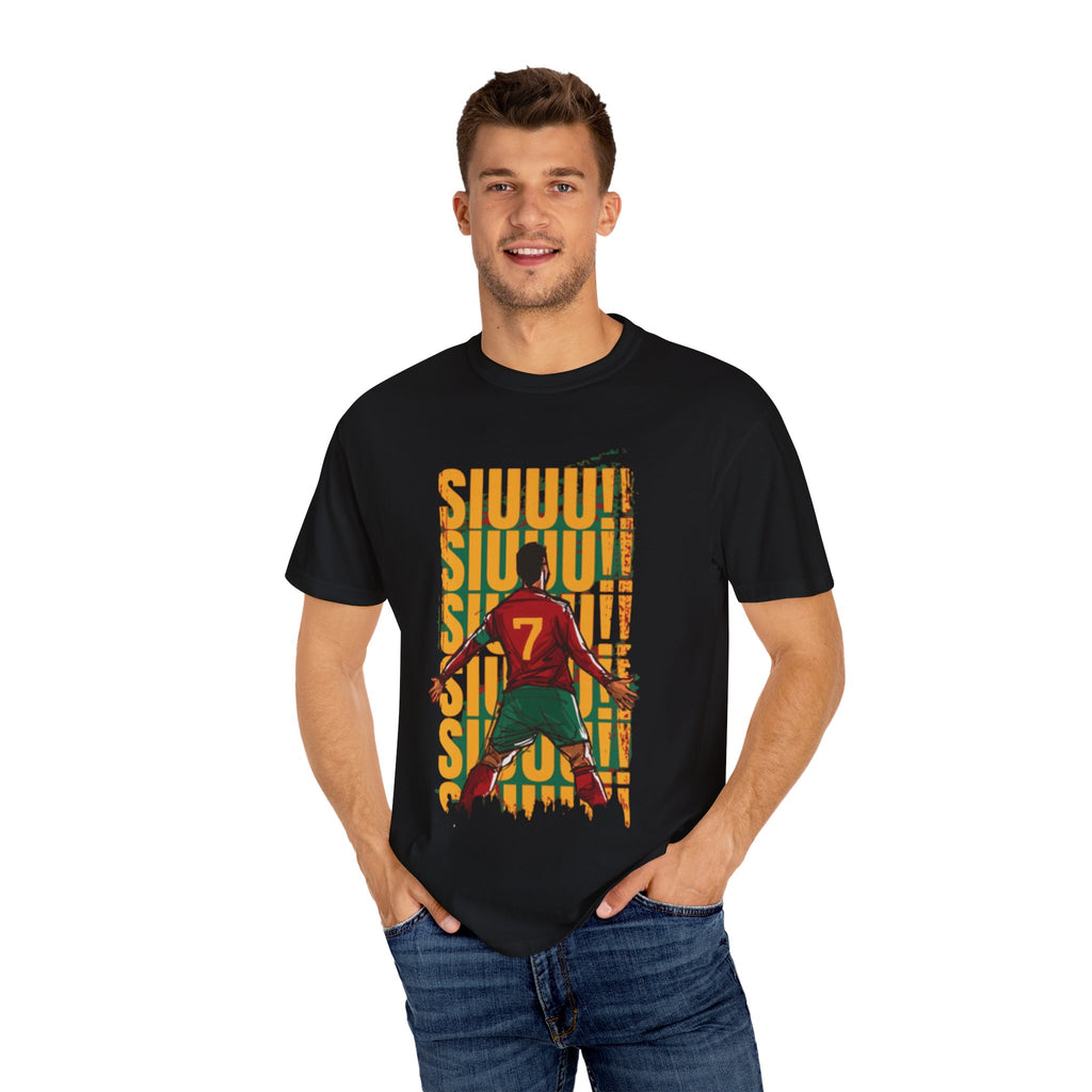 Soccer Celebration T-Shirt — Player #7 Goal Scoring Graphic Tee