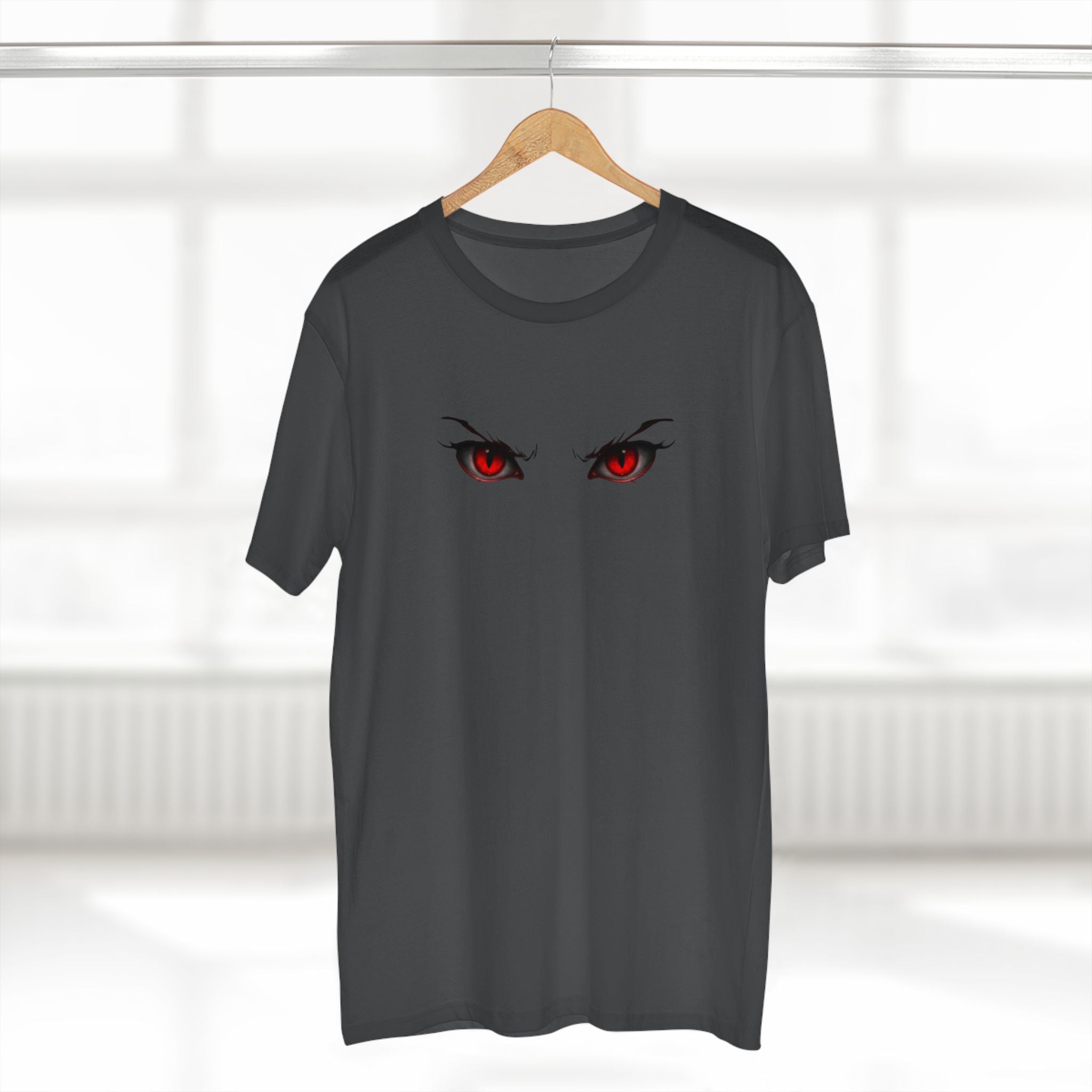 Anime Demon Eyes Tee — Red Back Graphic Naruto-Style Jutsu Shirt