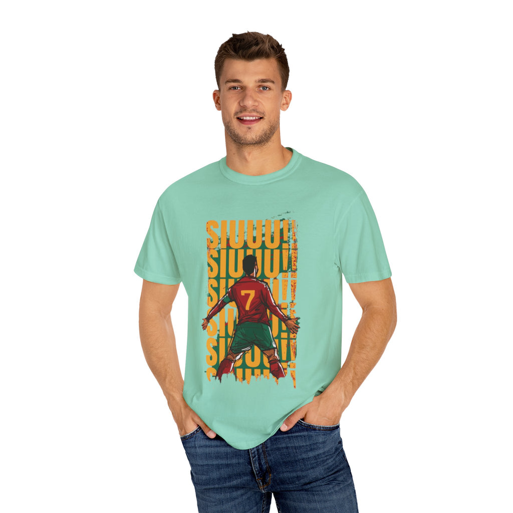 Soccer Celebration T-Shirt — Player #7 Goal Scoring Graphic Tee